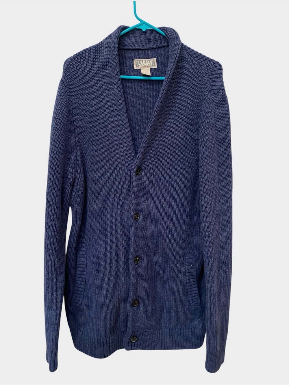 Duluth Trading Co Navy Blue Button Cardigan Sweater Mens XL 100% Cotton